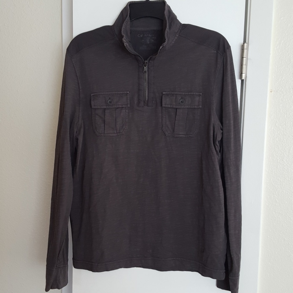 Calvin klein longsleeve half zip, heather-gray